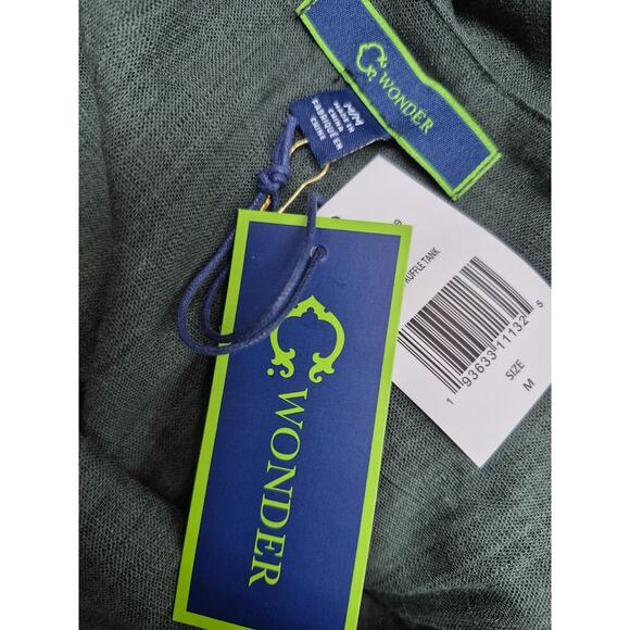 NWT Wonder Sleeveless Tank Green Tie Bow Strap Rayon/Linen Blend Sz M - Picture 6 of 10